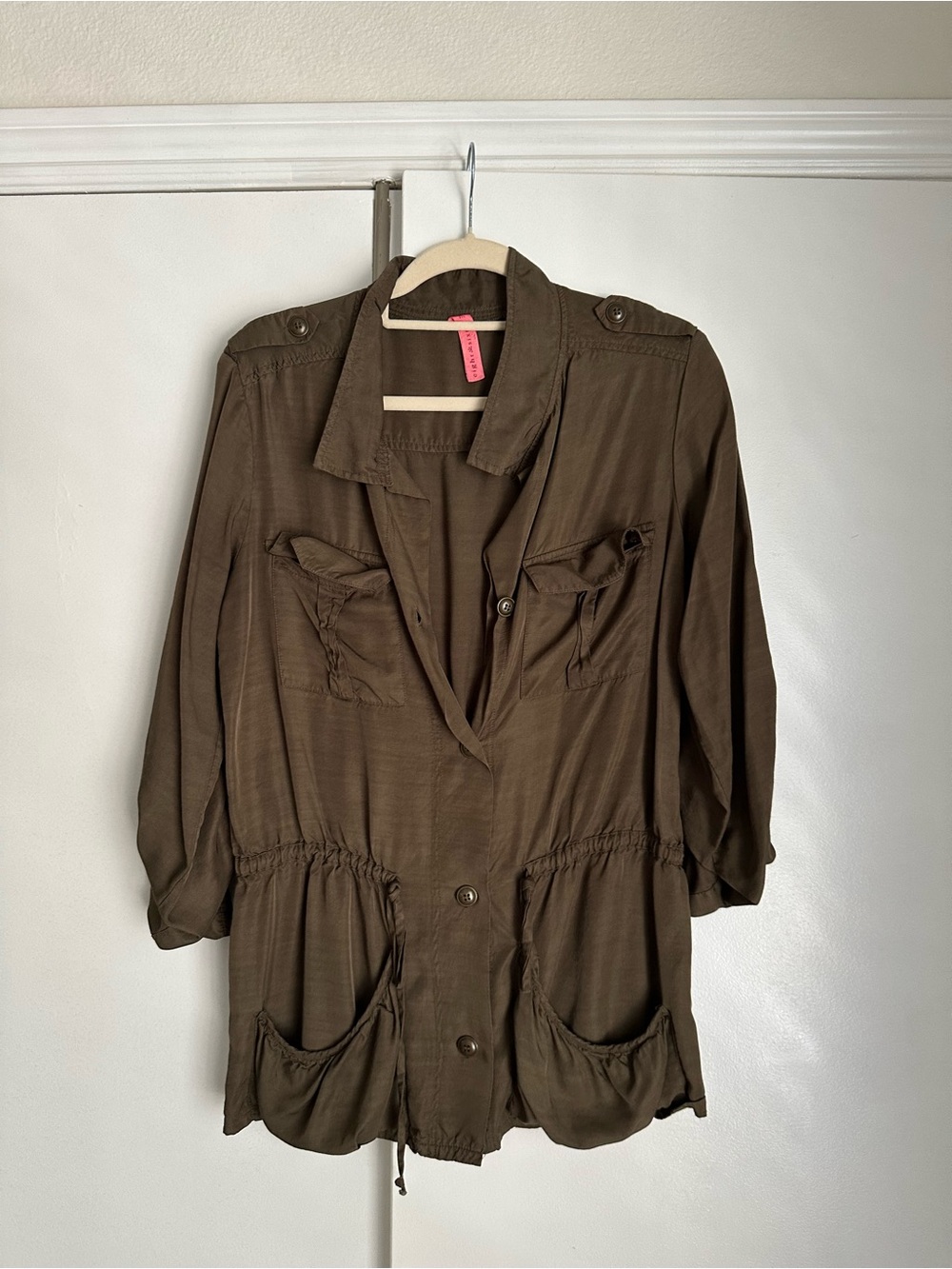 Eight Sixty Olive Lightweight Drawstring Jacket - Picture 1 of 7